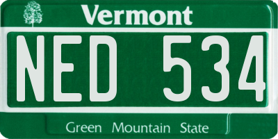 VT license plate NED534