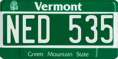 VT license plate NED535