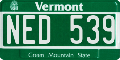 VT license plate NED539