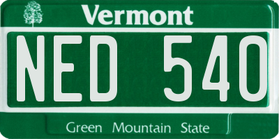 VT license plate NED540