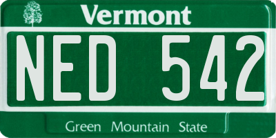 VT license plate NED542