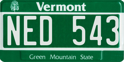 VT license plate NED543