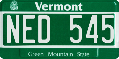 VT license plate NED545