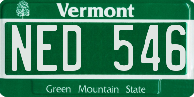 VT license plate NED546