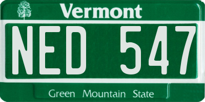 VT license plate NED547