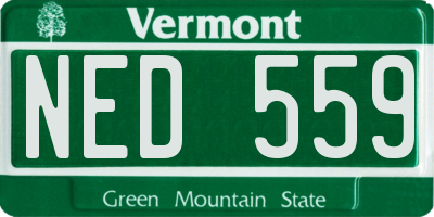 VT license plate NED559