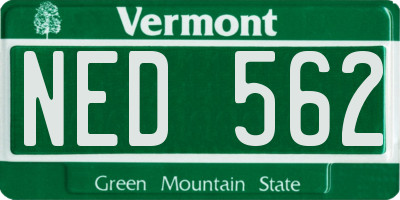 VT license plate NED562