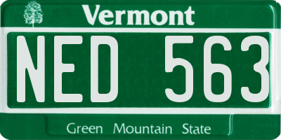 VT license plate NED563