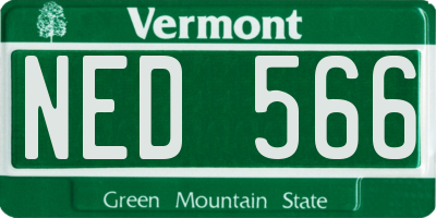 VT license plate NED566