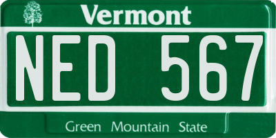 VT license plate NED567