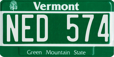 VT license plate NED574