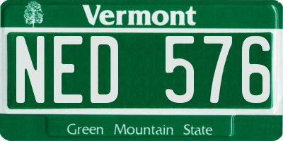 VT license plate NED576