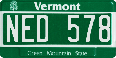 VT license plate NED578