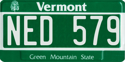 VT license plate NED579