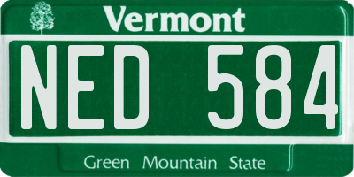 VT license plate NED584