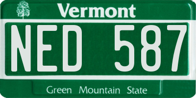 VT license plate NED587