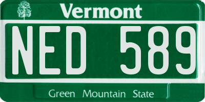 VT license plate NED589