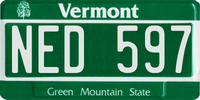 VT license plate NED597