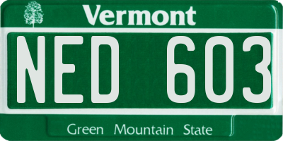 VT license plate NED603