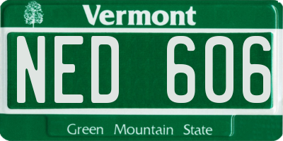 VT license plate NED606