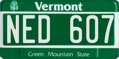 VT license plate NED607