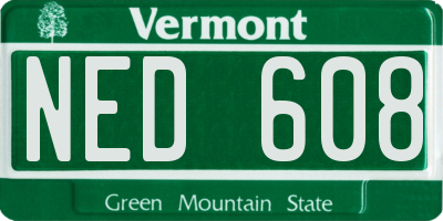 VT license plate NED608