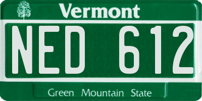 VT license plate NED612