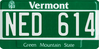 VT license plate NED614