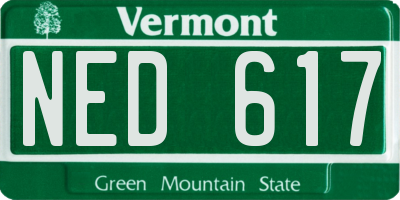 VT license plate NED617