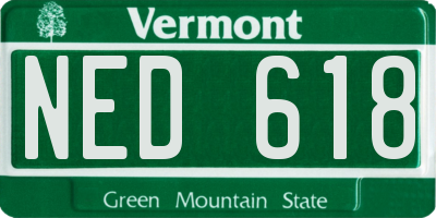 VT license plate NED618