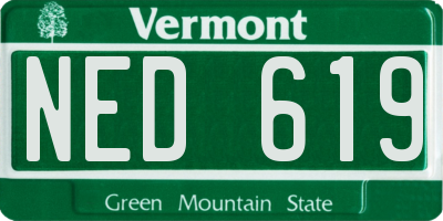 VT license plate NED619