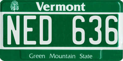 VT license plate NED636