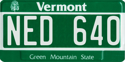 VT license plate NED640