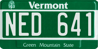 VT license plate NED641