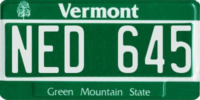 VT license plate NED645