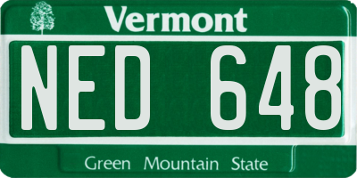 VT license plate NED648
