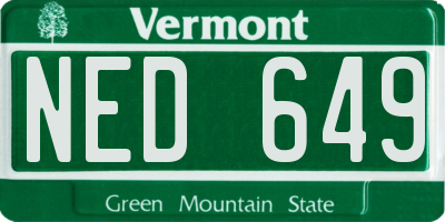 VT license plate NED649