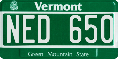 VT license plate NED650
