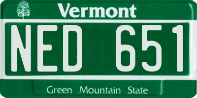 VT license plate NED651