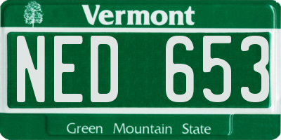 VT license plate NED653