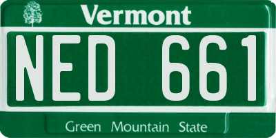 VT license plate NED661