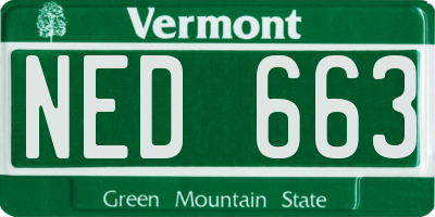 VT license plate NED663