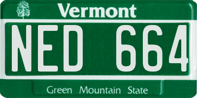 VT license plate NED664