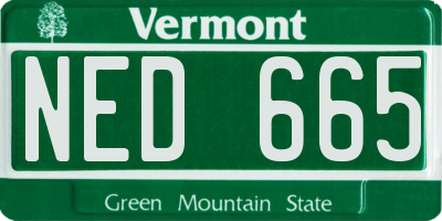 VT license plate NED665