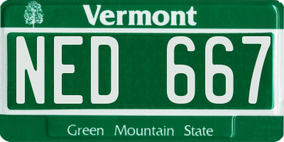 VT license plate NED667