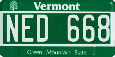 VT license plate NED668