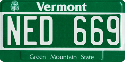 VT license plate NED669