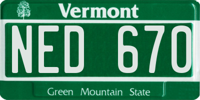 VT license plate NED670