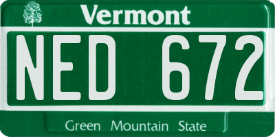 VT license plate NED672