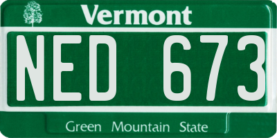 VT license plate NED673